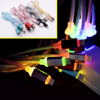 Spiral Thread LED Light Up Phone Charging Cable