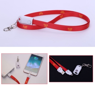 2 In One Neck Lanyard USB Phone Charging Charger