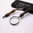 High Quality Antique Wooden Handle 8X Metal Magnifier
