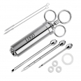 Stainless Steel Meat Injector With 3 Marinade Needles And 2 Cleaning Brush